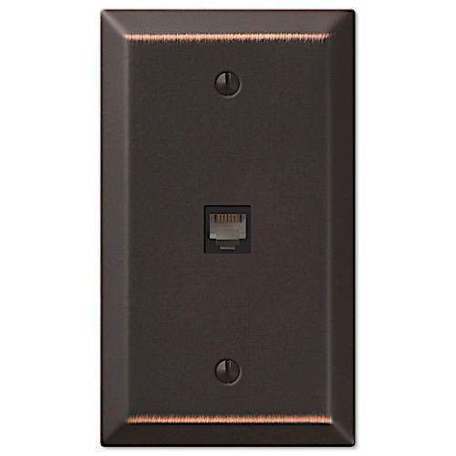 Century Aged Bronze 1 Phone Jack with Hardware - Wallplatesonline.com